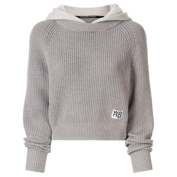 Alexander Wang Utility Layered Style Hoodie Sweater Pullover In Grey M $425 - Picture 1 of 11